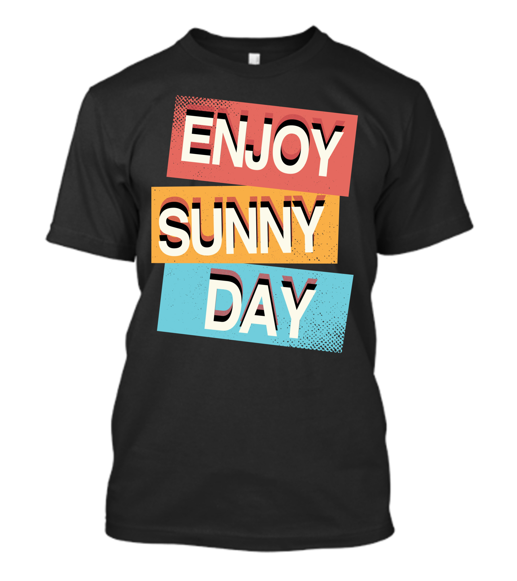 ENJOY SUNNY DAY Retro Style Bold Color Blocks T-Shirt