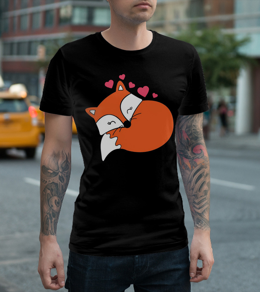 Funny Sleeping Fox With Hearts T-Shirt