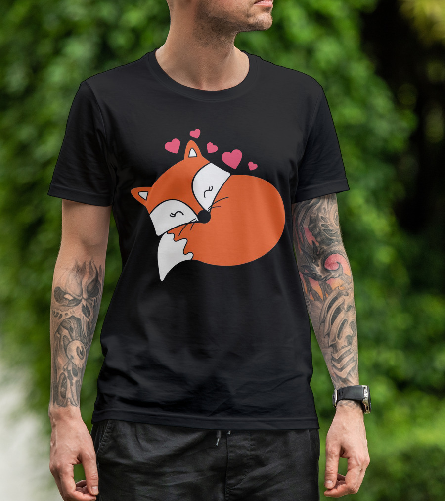 Funny Sleeping Fox With Hearts T-Shirt