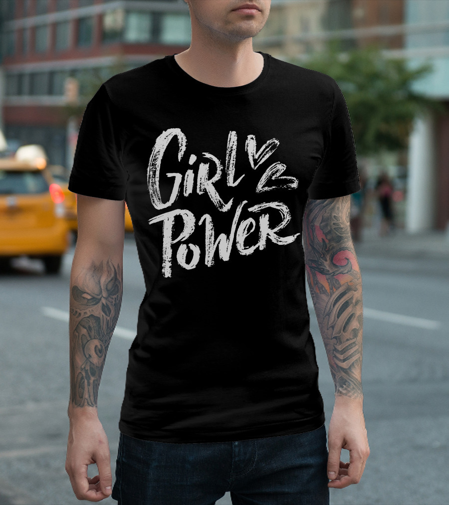 Girl Power Grunge Brush Hearts T-Shirt