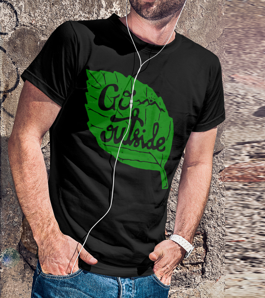 Go Outside Leaf With Mountains And Sunrise T-Shirt
