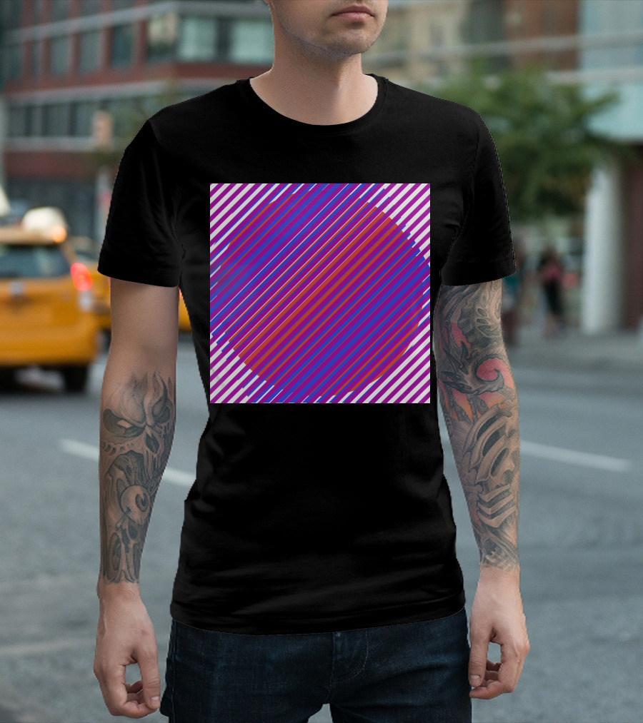 Gradient Colourful Lines Optical Illusion Stripes T-Shirt