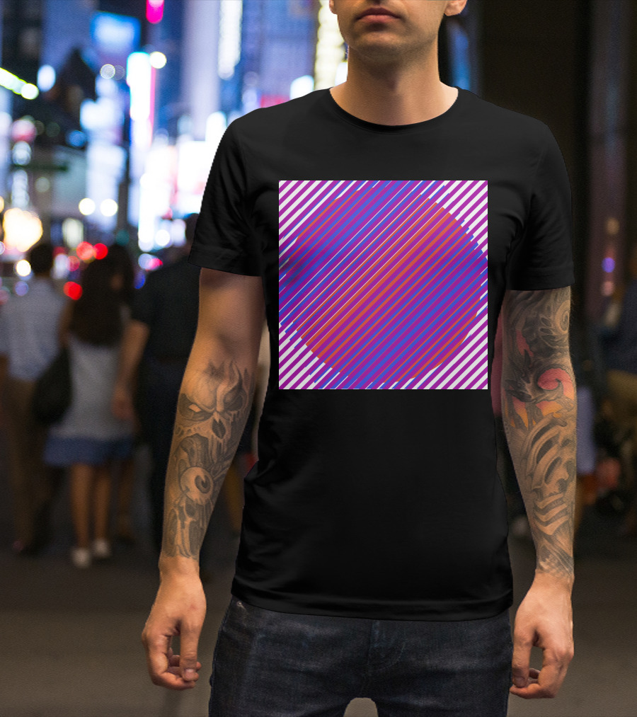 Gradient Colourful Lines Optical Illusion Stripes T-Shirt