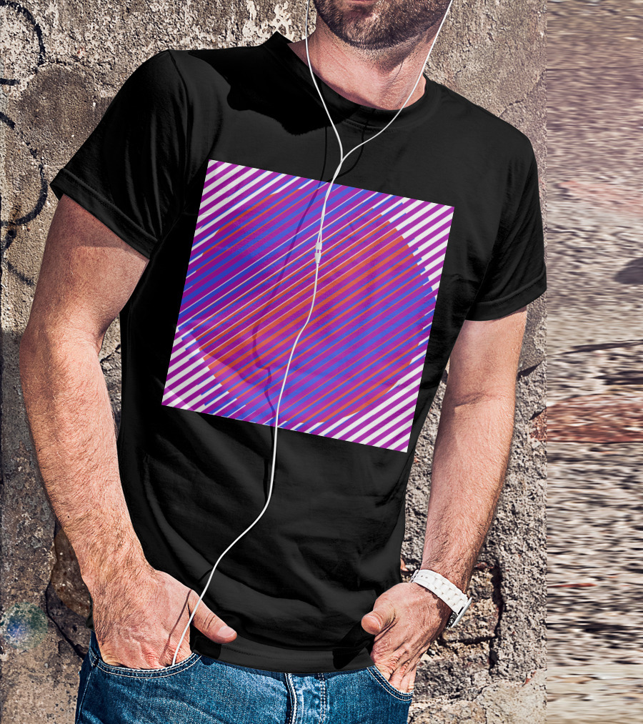 Gradient Colourful Lines Optical Illusion Stripes T-Shirt