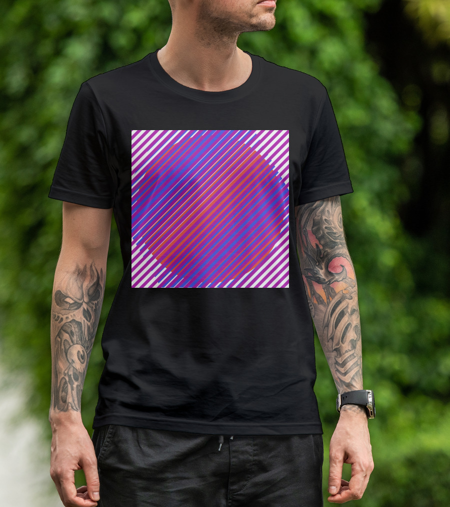 Gradient Colourful Lines Optical Illusion Stripes T-Shirt