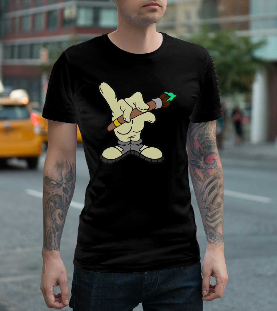 Hand Drawn Cartoon Gloved Hand Holding Paintbrush T-Shirt