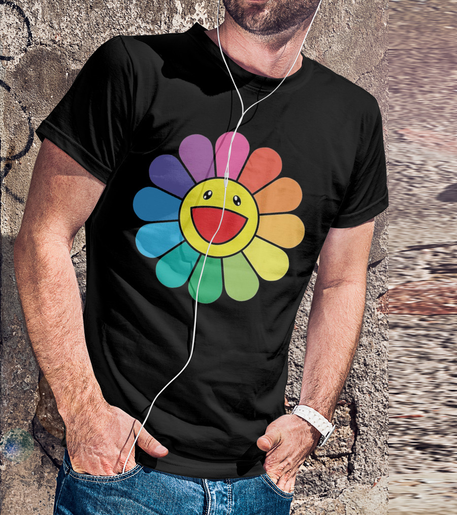 Happy Flower Multicolor Rainbow Smiley Takashi Murakami T-Shirt