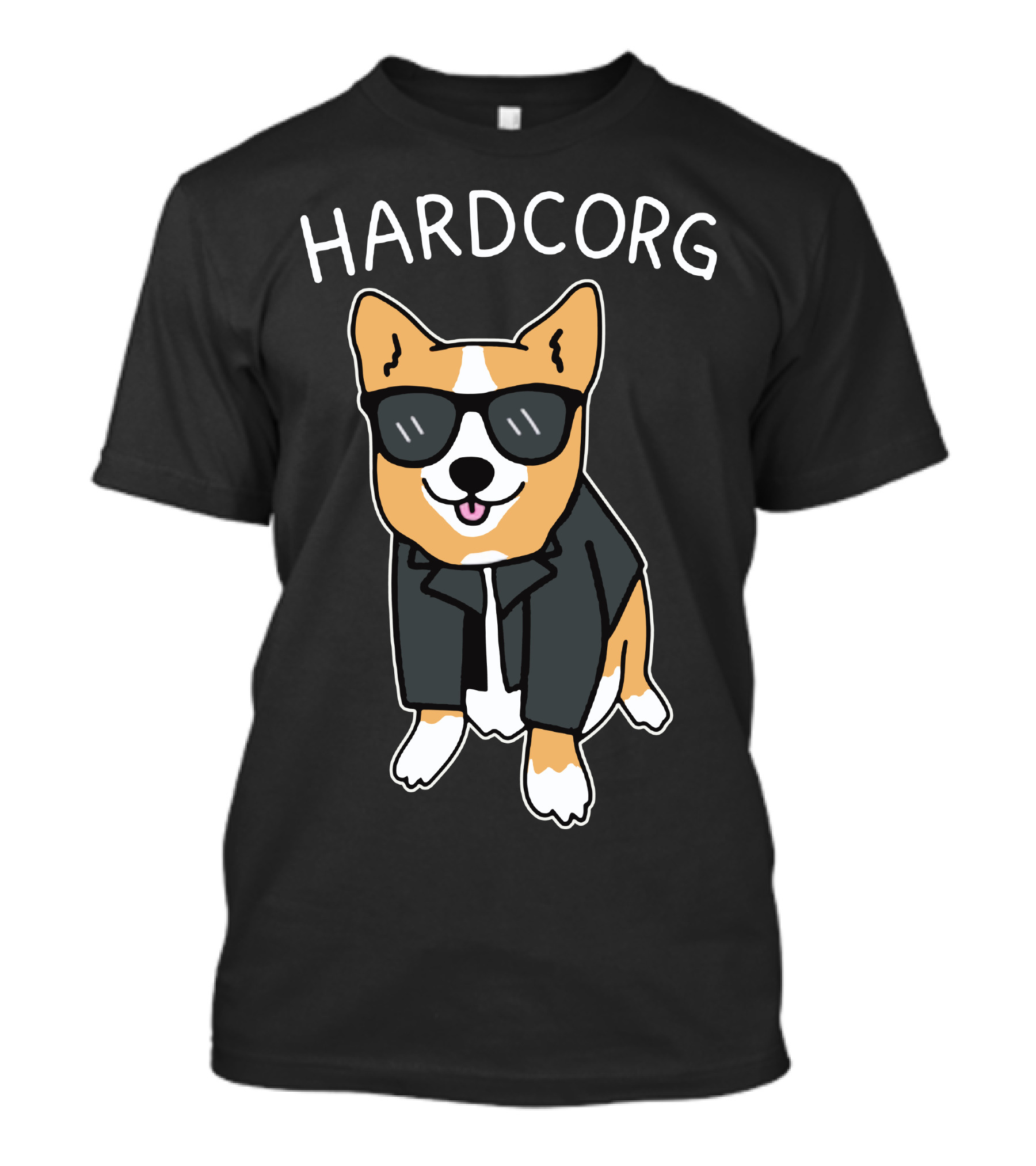 Hardcorg Cool Sunglasses Corgi In Leather Jacket T-Shirt