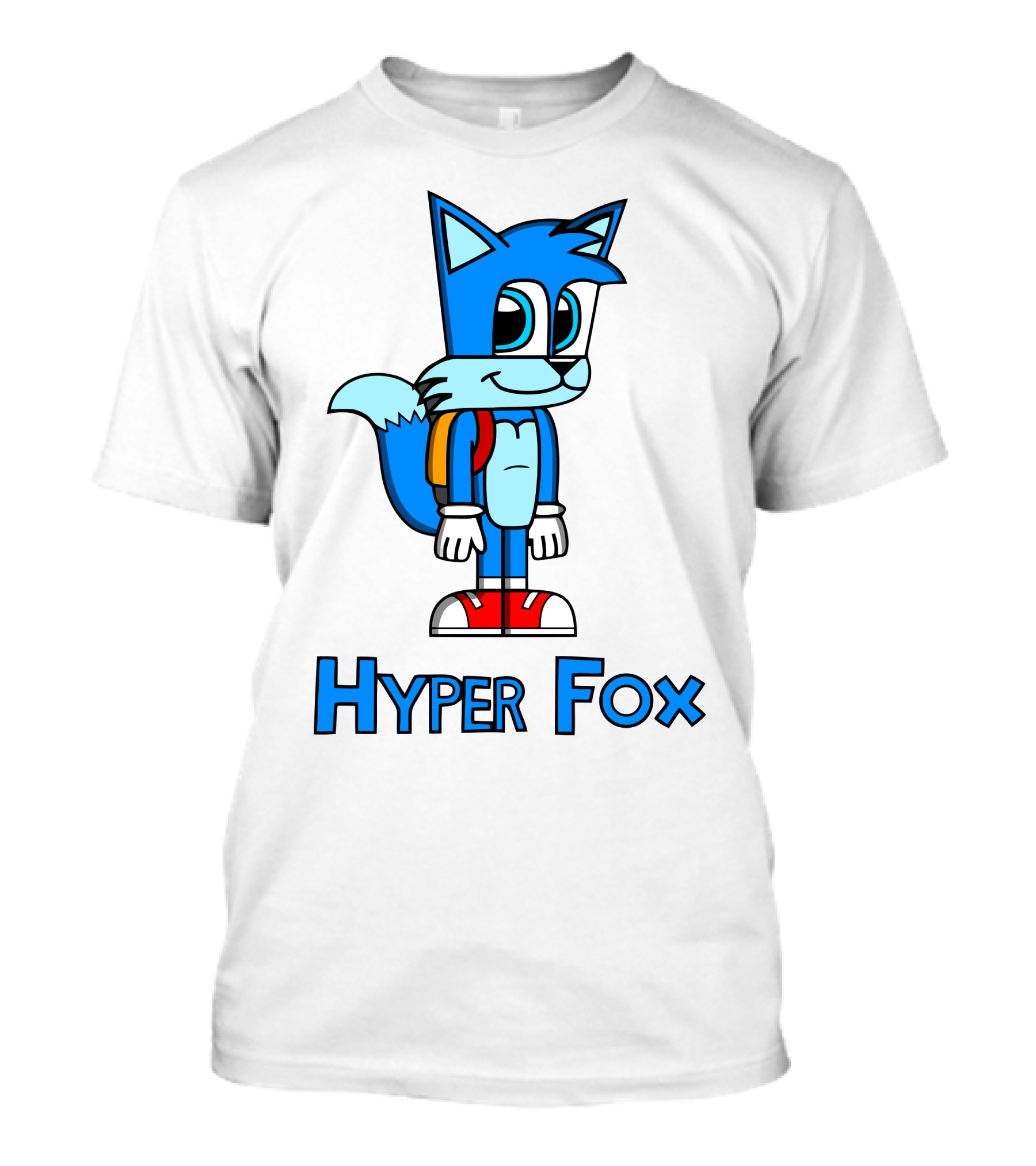 Hyper Fox Funny Cute Blue Cartoon Animal T-Shirt