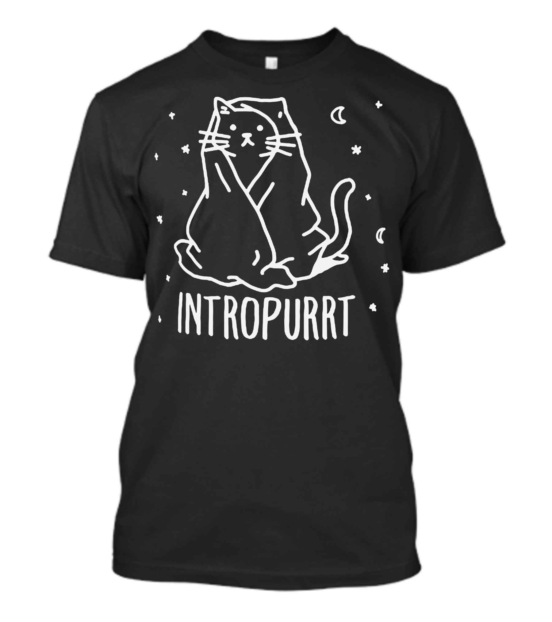 Intropurrt Cat Doodle With Stars And Moon T-Shirt