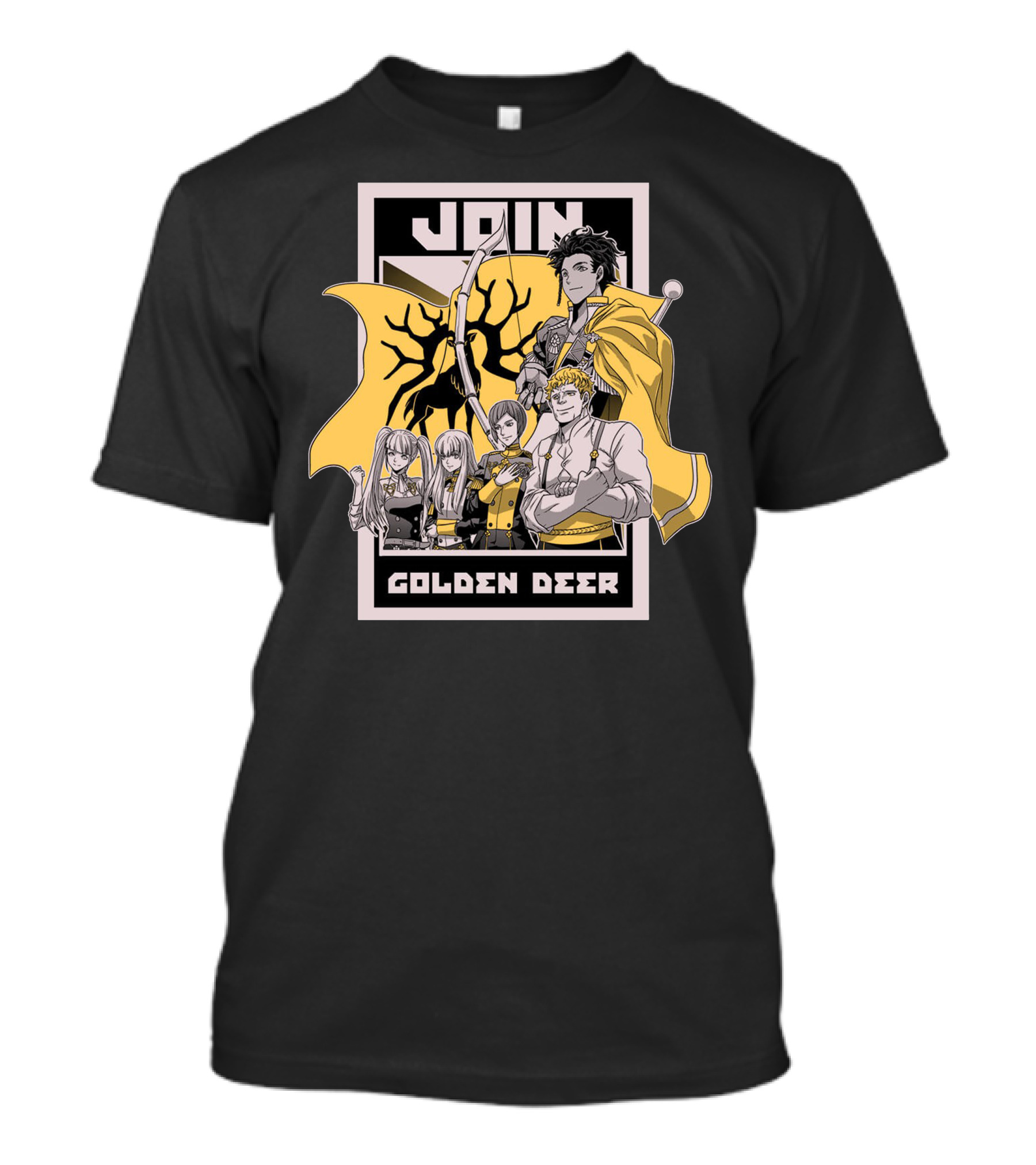 Join Golden Deer Anime Characters With Archery And Sword T-Shirt