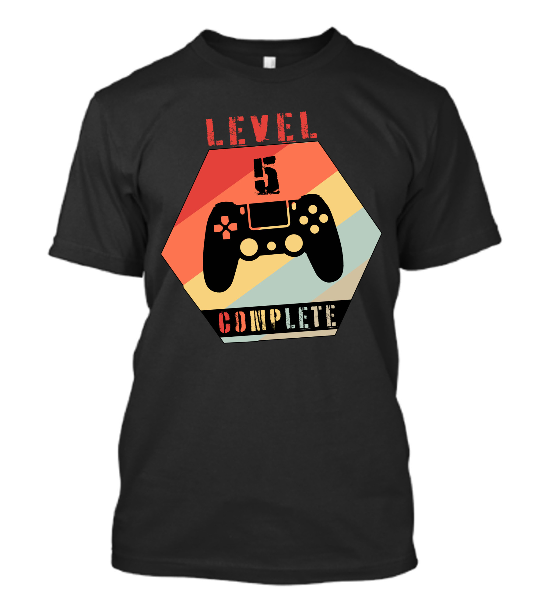 Level 5 Complete Video Game Controller Retro Hexagon T-Shirt
