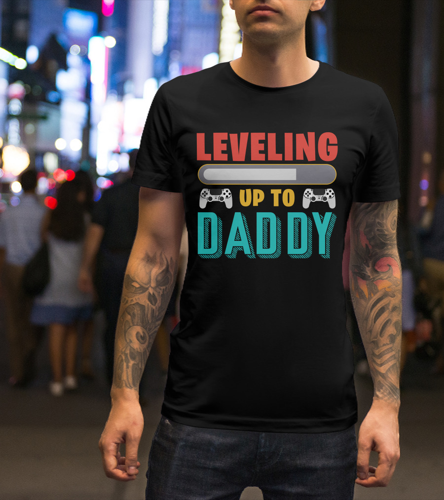 Leveling Up To Daddy Video Game Controllers Progress Bar T-Shirt