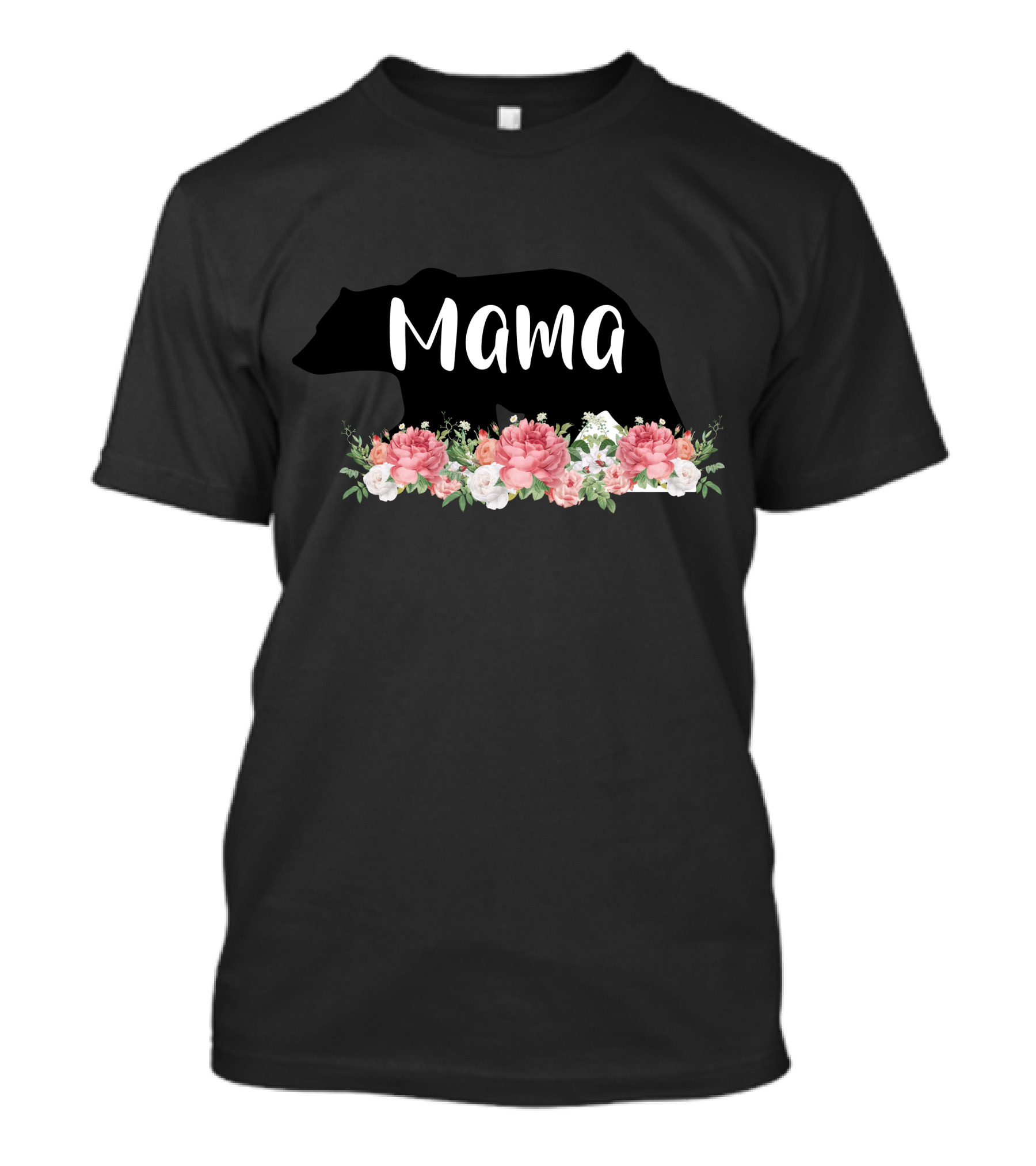 Mama Bear Floral Watercolor Flowers Peonies Roses T-Shirt