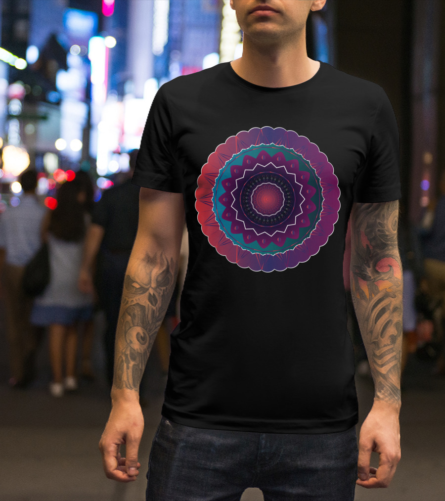 Mandala Kaleidoscope Circle Pattern Multicolor T-Shirt