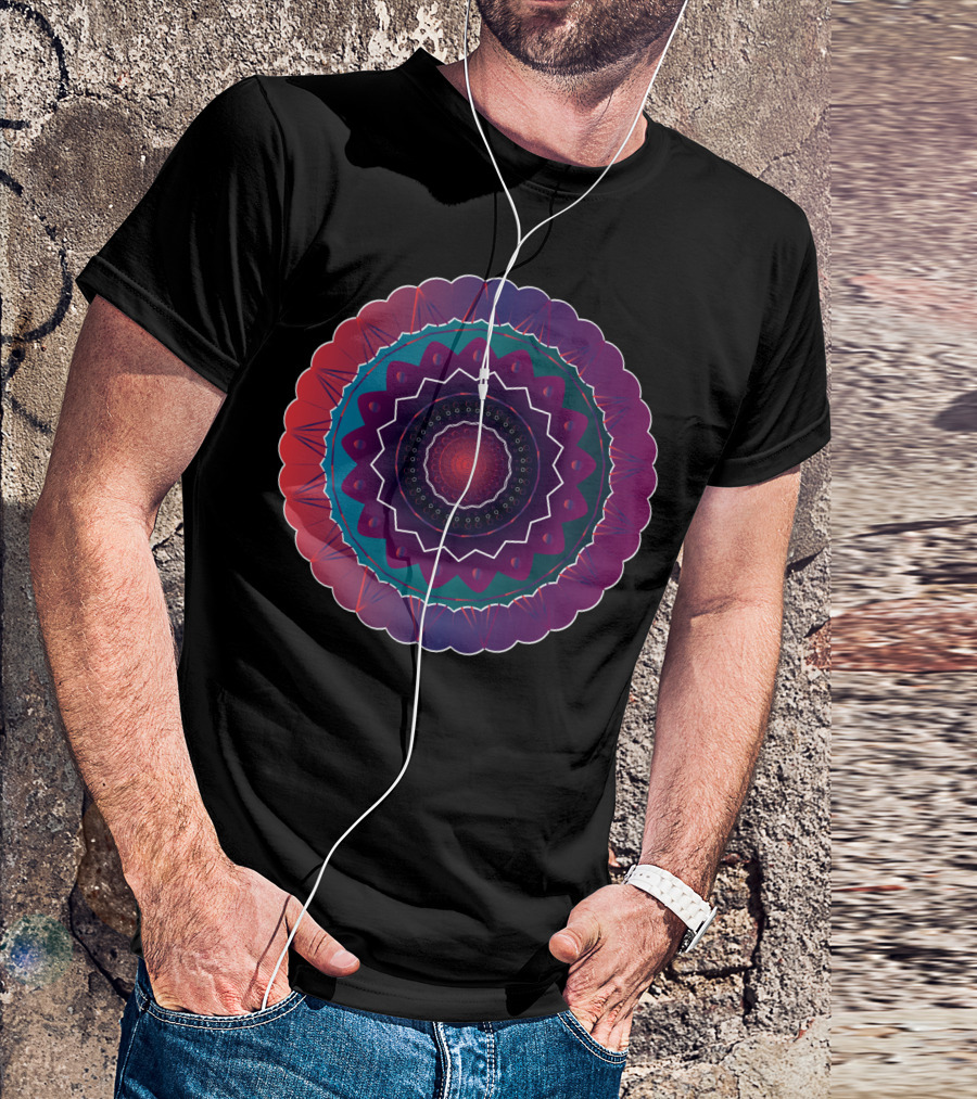 Mandala Kaleidoscope Circle Pattern Multicolor T-Shirt