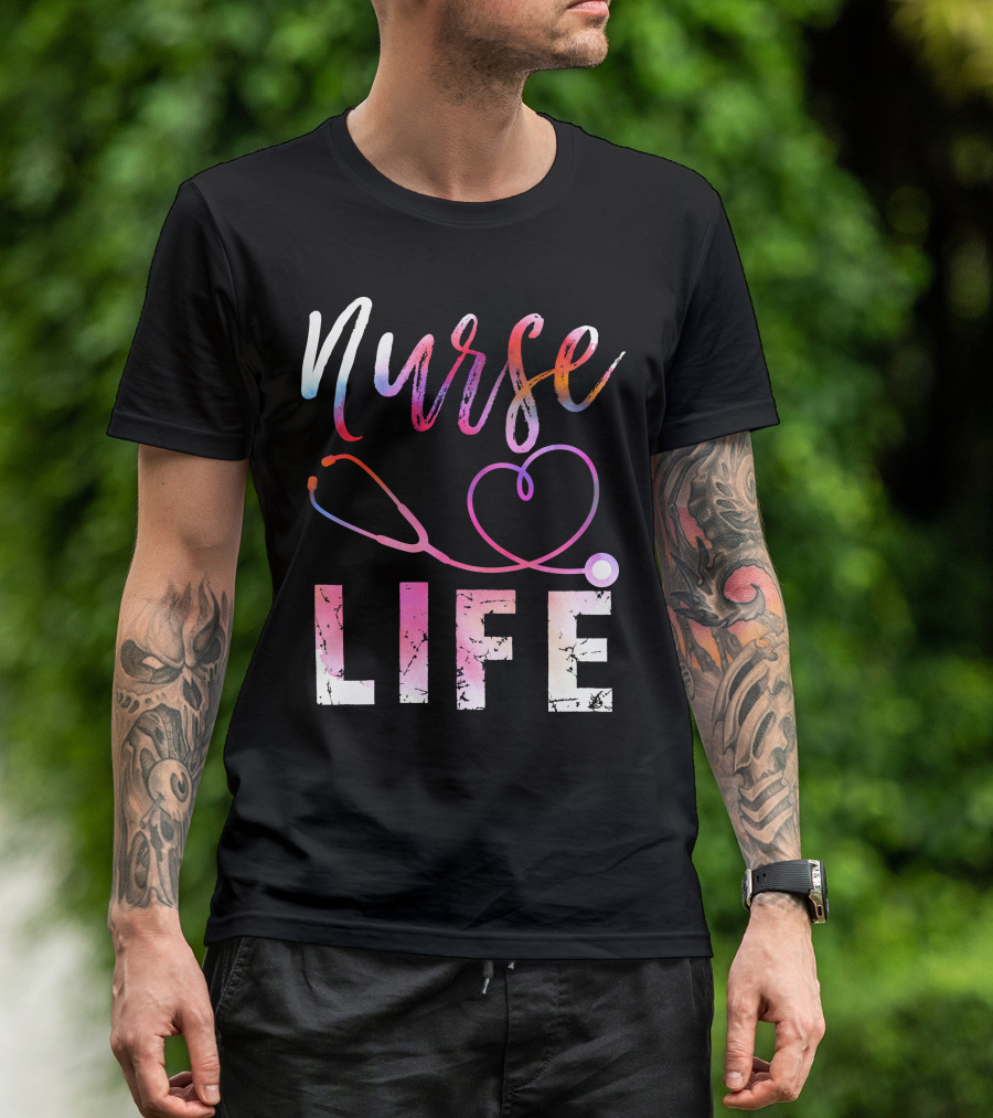 Nurse Life Stethoscope Heart Gradient T-Shirt