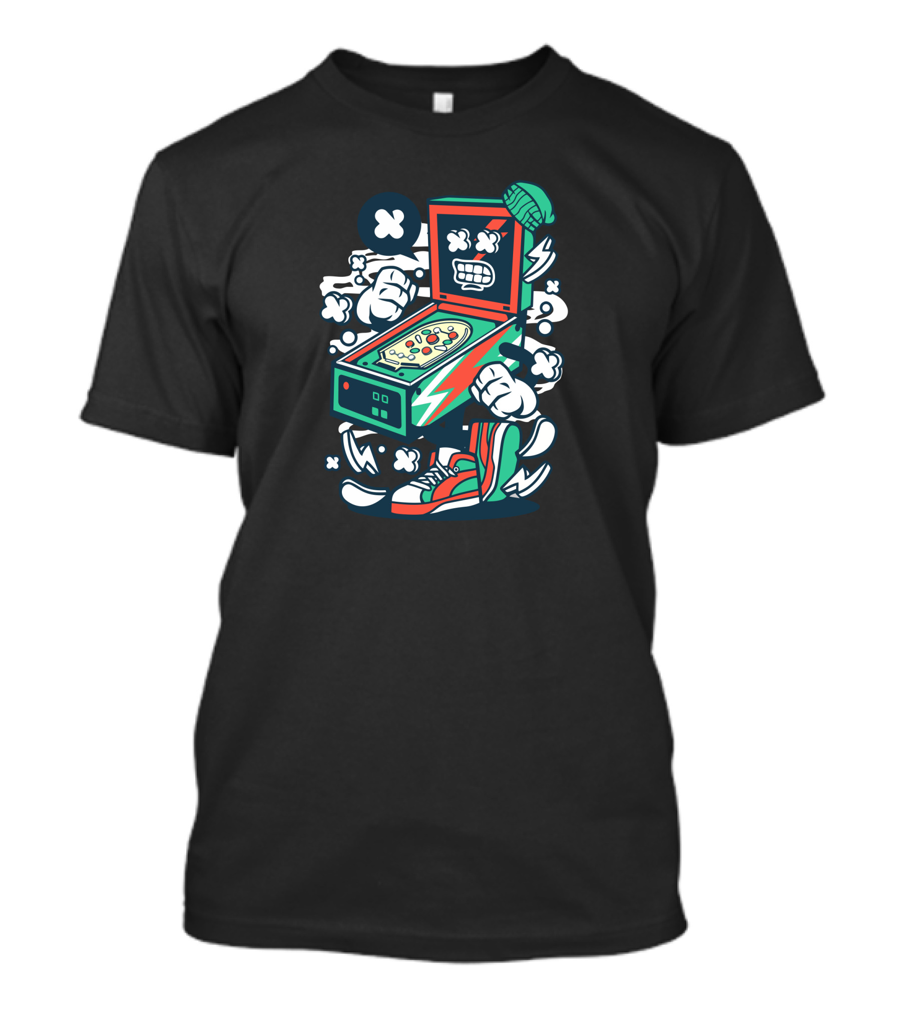 Angry Cartoon Pinball Machine With Sneakers And Beanie T-Shirt