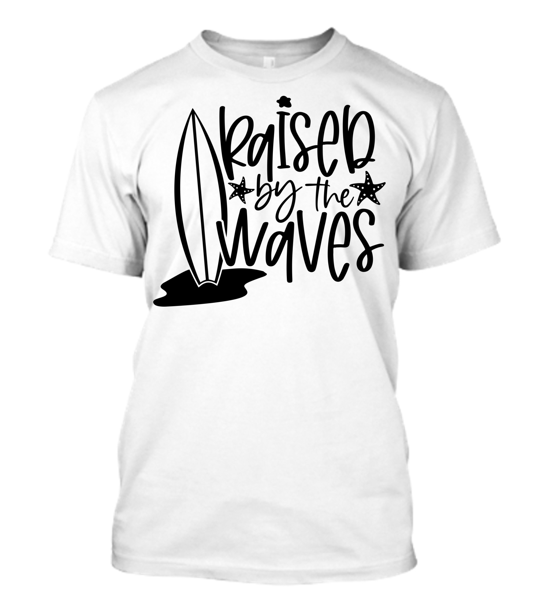 Raised By The Waves Surfboard Starfish Ocean Vibes T-Shirt
