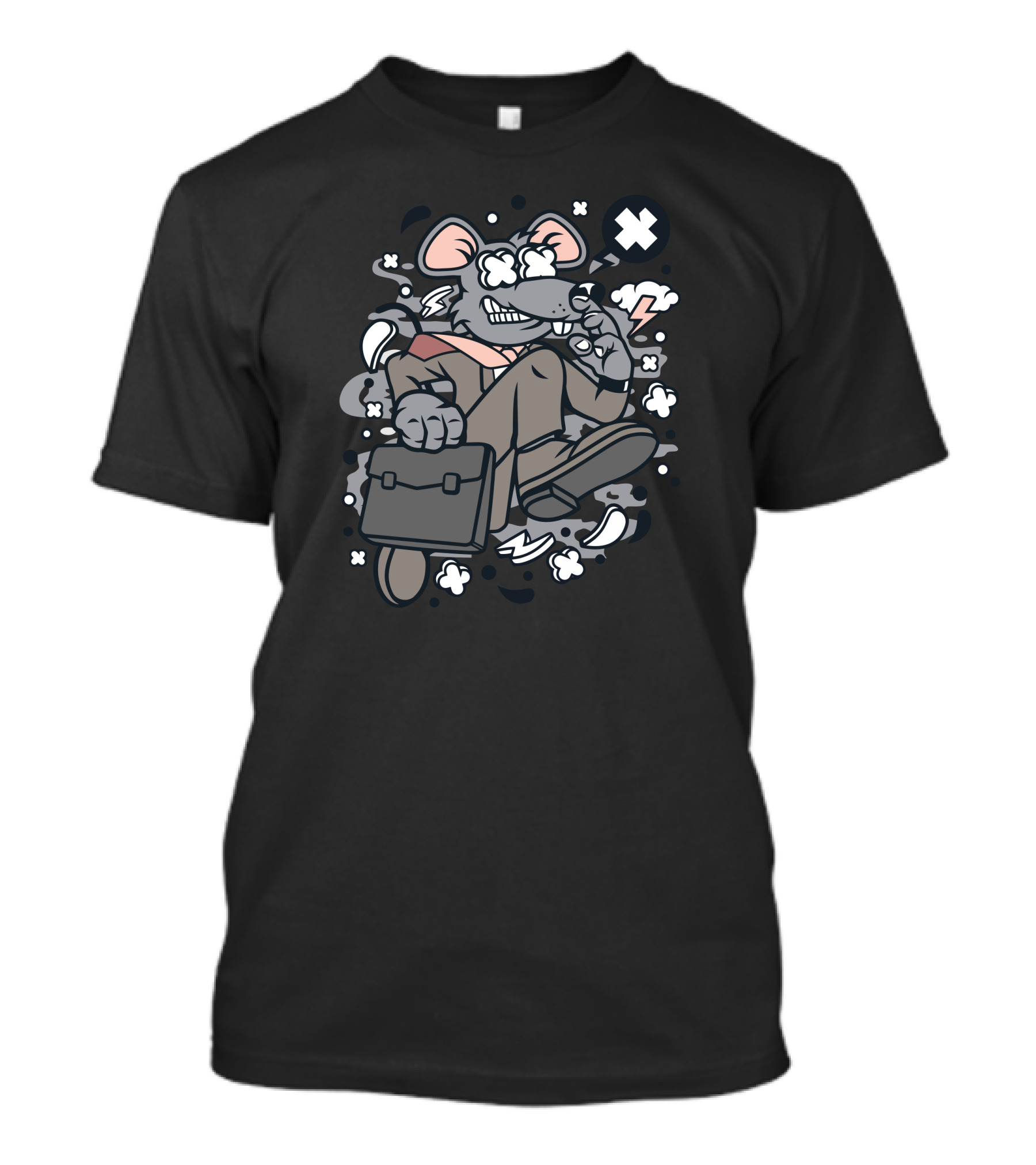 Rat Businessman Holding Briefcase Amidst Chaos T-Shirt