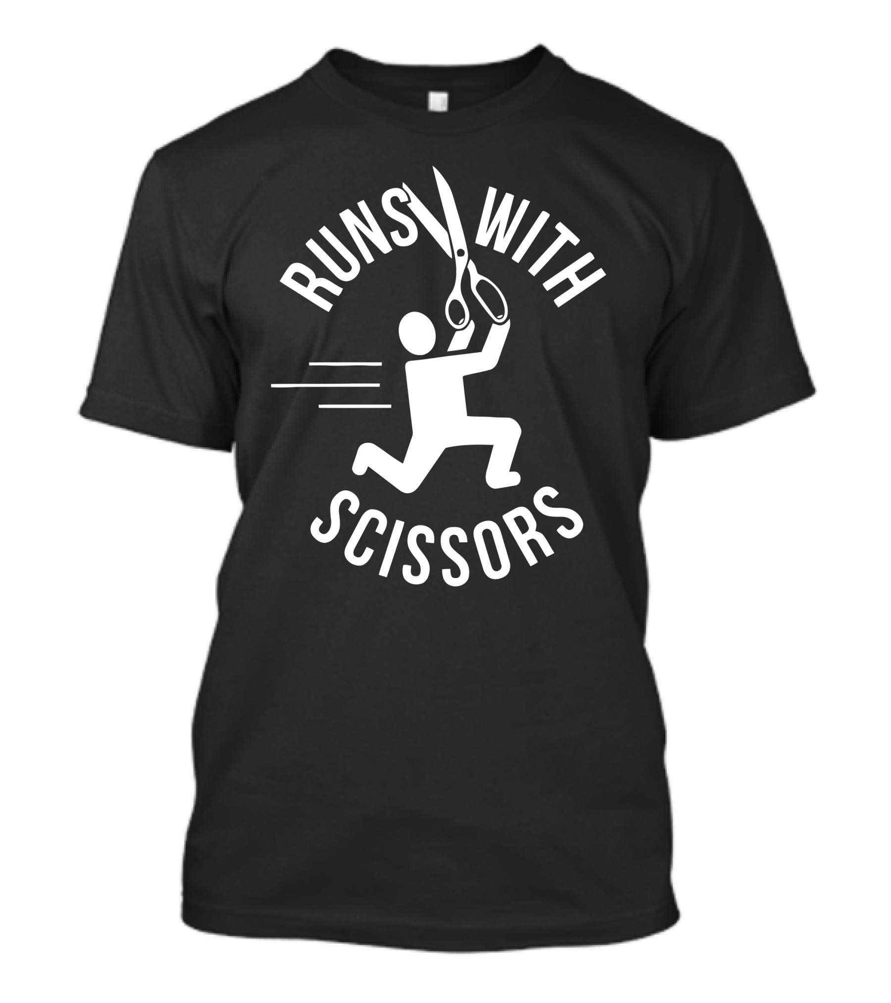 Runs With Scissors Speedy Stick Figure Icon With Scissors T-Shirt