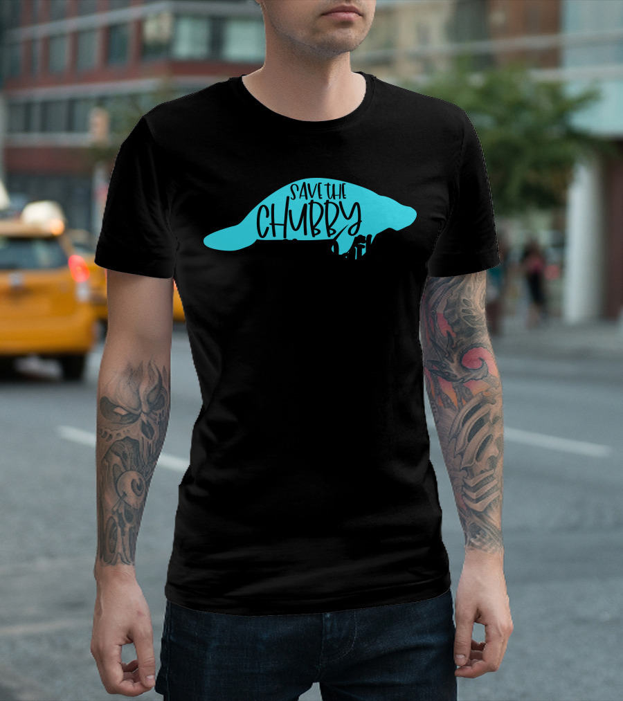 Save The Chubby Mermaid Manatee Conservation Humorous T-Shirt