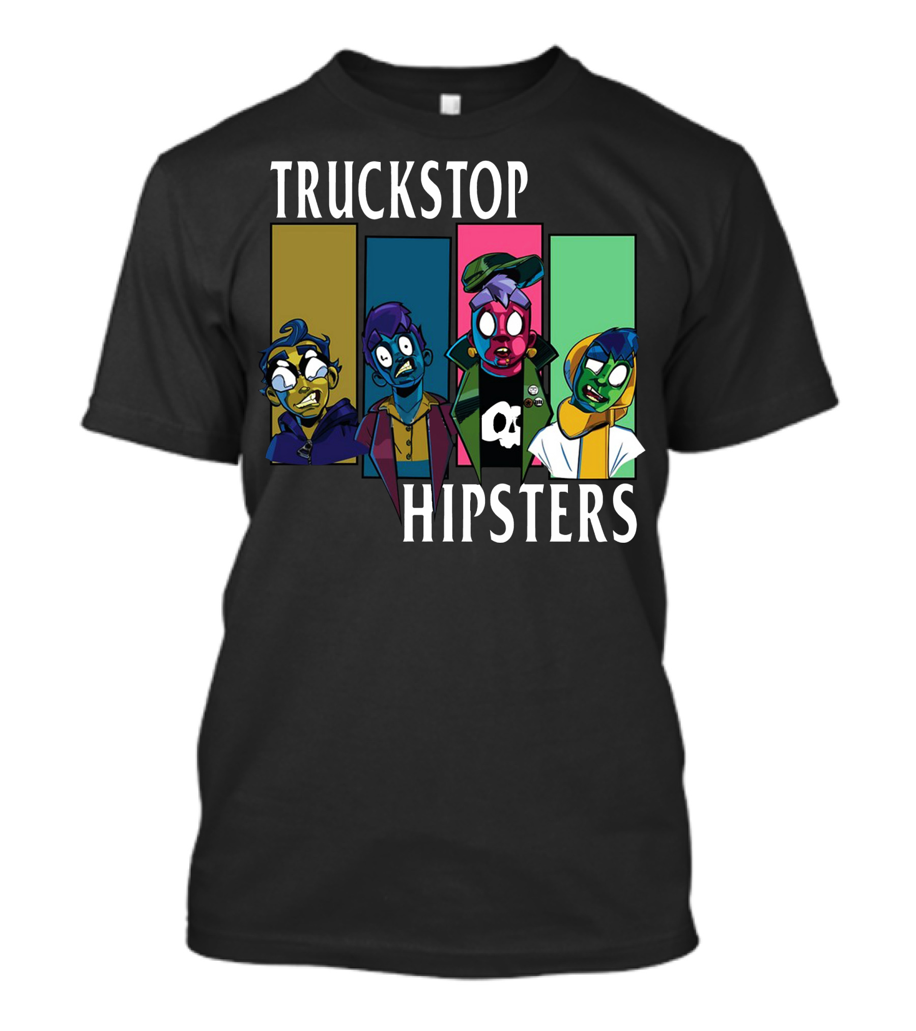 Truckstop Hipsters Vibrant Cartoon Characters T-Shirt