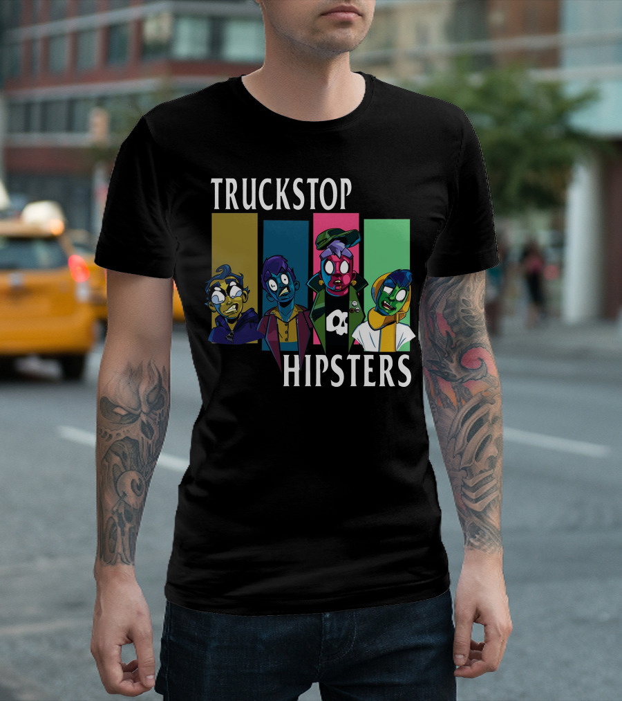 Truckstop Hipsters Vibrant Cartoon Characters T-Shirt