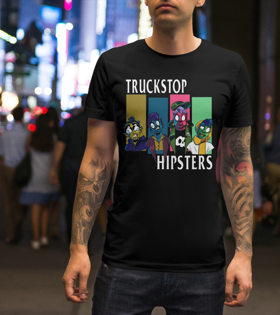Truckstop Hipsters Vibrant Cartoon Characters T-Shirt