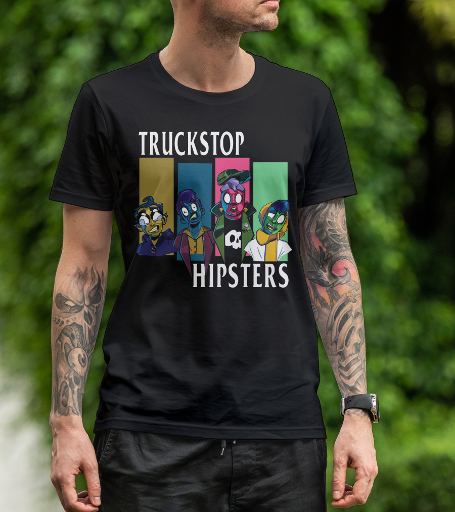 Truckstop Hipsters Vibrant Cartoon Characters T-Shirt