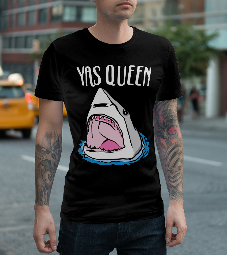 Yas Queen Shark Iconic Phrase with Shark T-Shirt