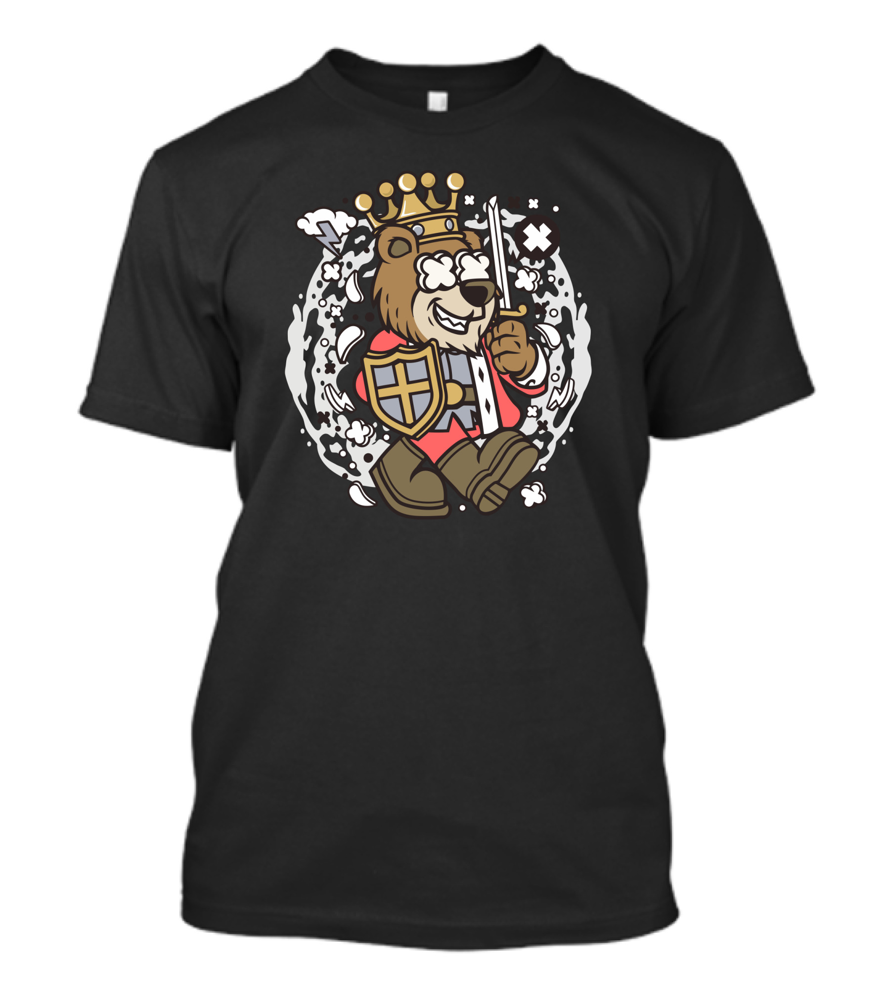 Bear King Royal Knight With Sword And Shield T-Shirt