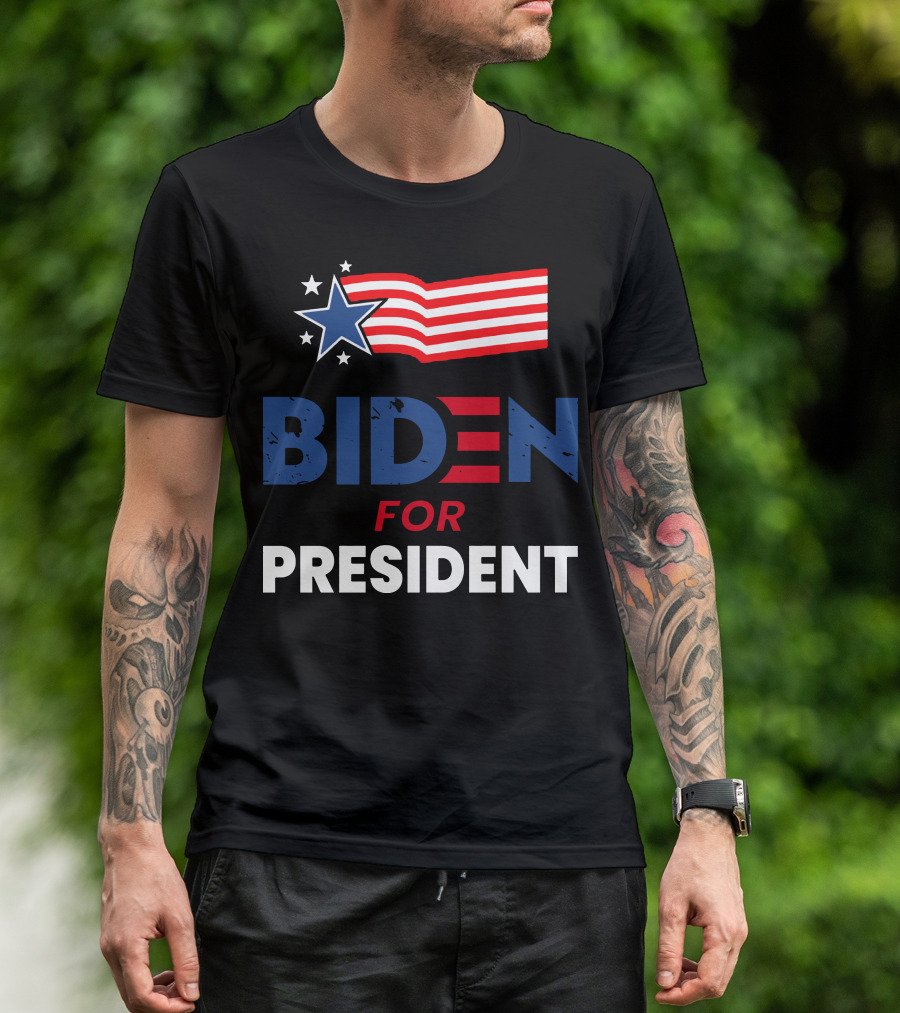 Biden For President American Flag Star T-Shirt