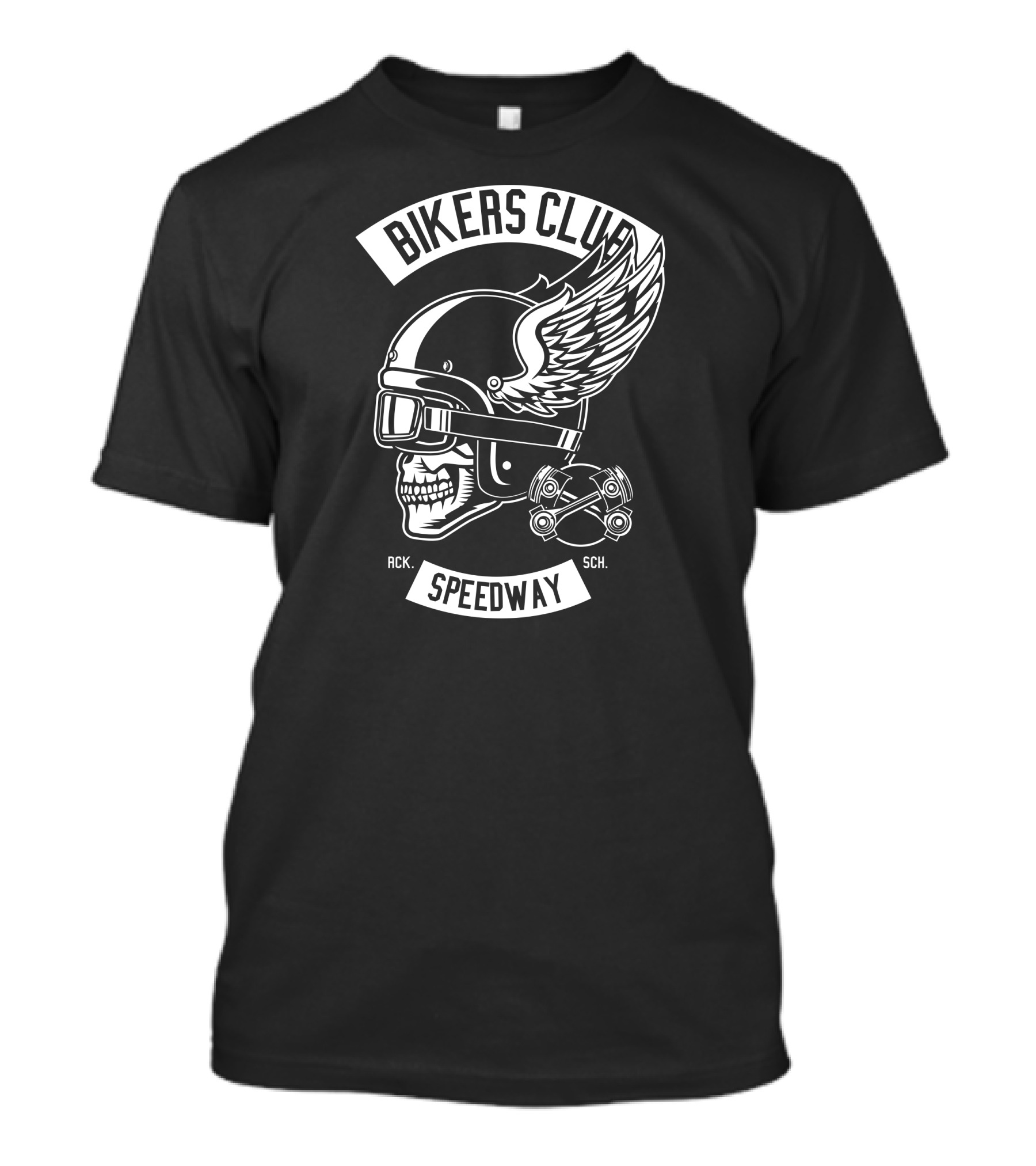 Bikers Club Speedway Skull Helmet Winged Pistons RCK SCH T-Shirt