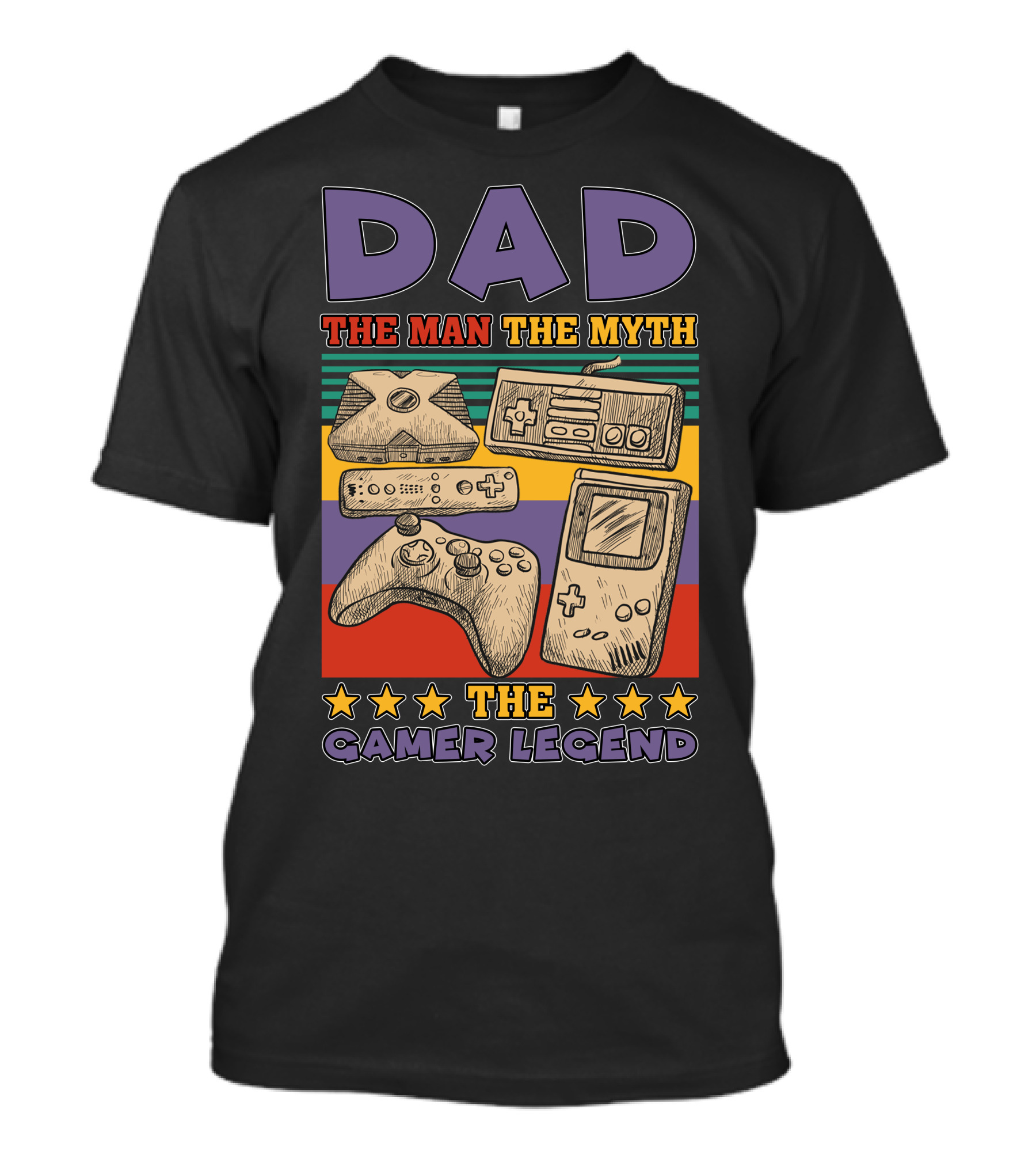 Dad The Man The Myth The Gamer Legend Retro Gaming Controllers T-Shirt