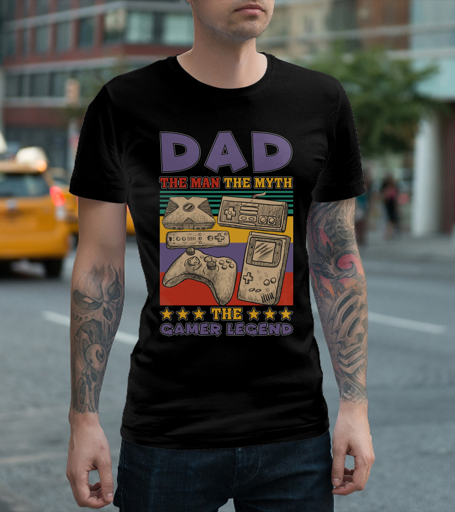 Dad The Man The Myth The Gamer Legend Retro Gaming Controllers T-Shirt