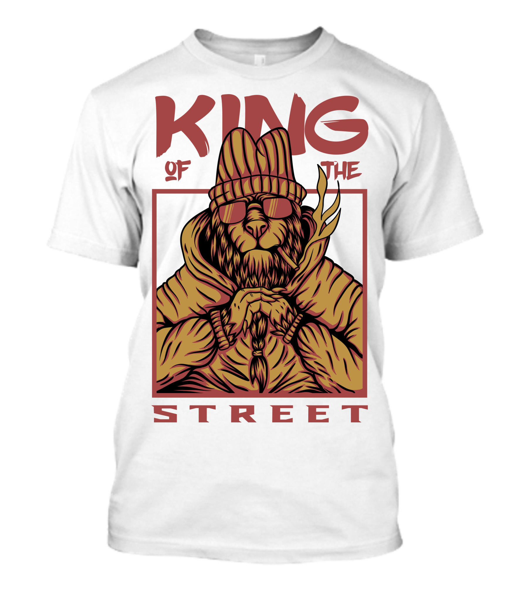 KING OF THE STREET Urban Lion Graffiti Style With Sunglasses And Cigarette T-Shirt