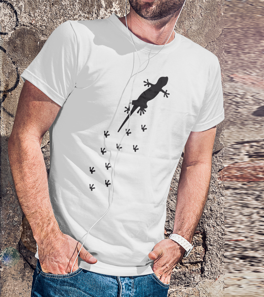 Lizard Silhouette With Footprints T-Shirt