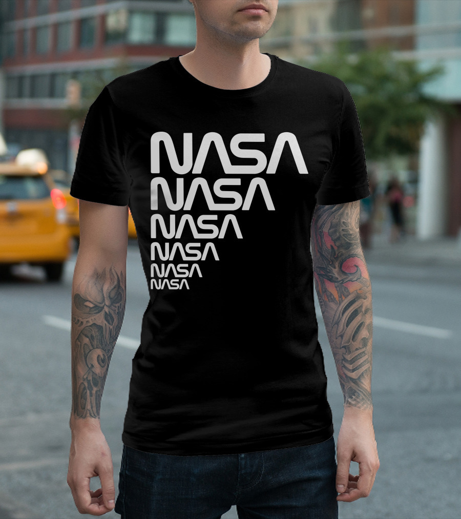NASA The Worm Is Back Retro Logo Stack T-Shirt