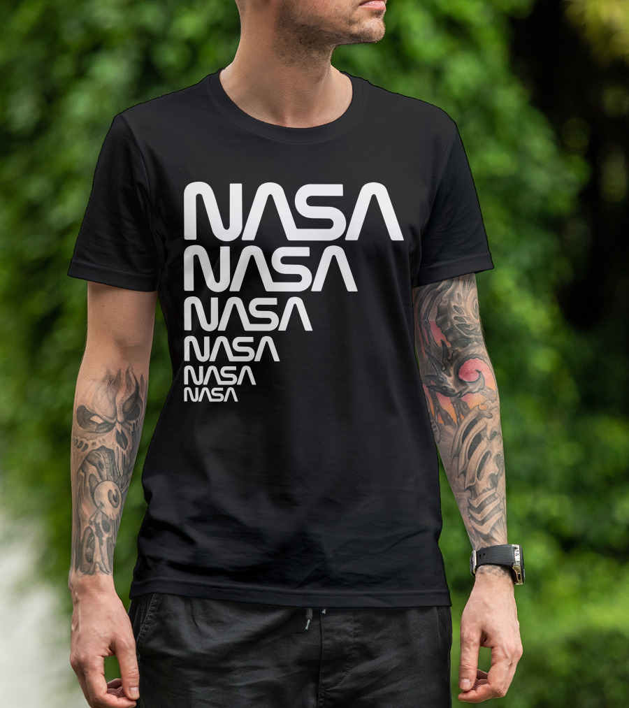 NASA The Worm Is Back Retro Logo Stack T-Shirt