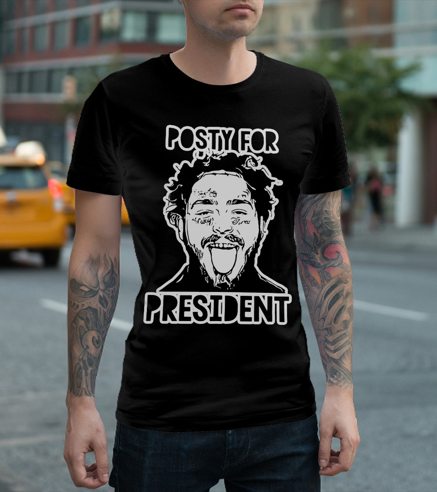 Posty For President Black and White Face T-Shirt