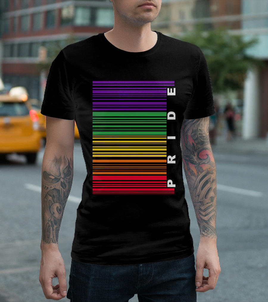PRIDE Rainbow Barcode Stripes T-Shirt