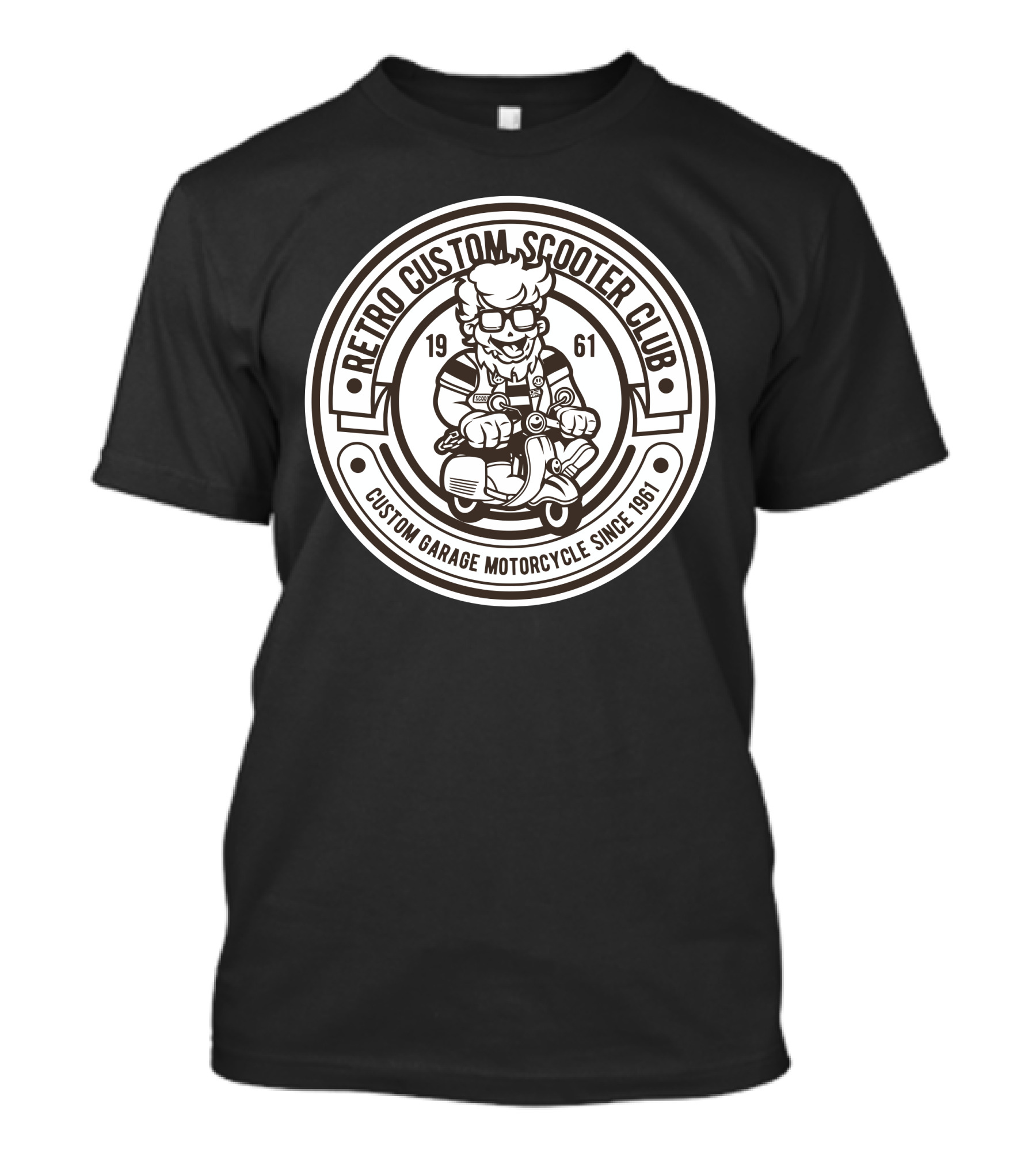 Retro Custom Scooter Club Custom Garage Motorcycle Since 1961 T-Shirt