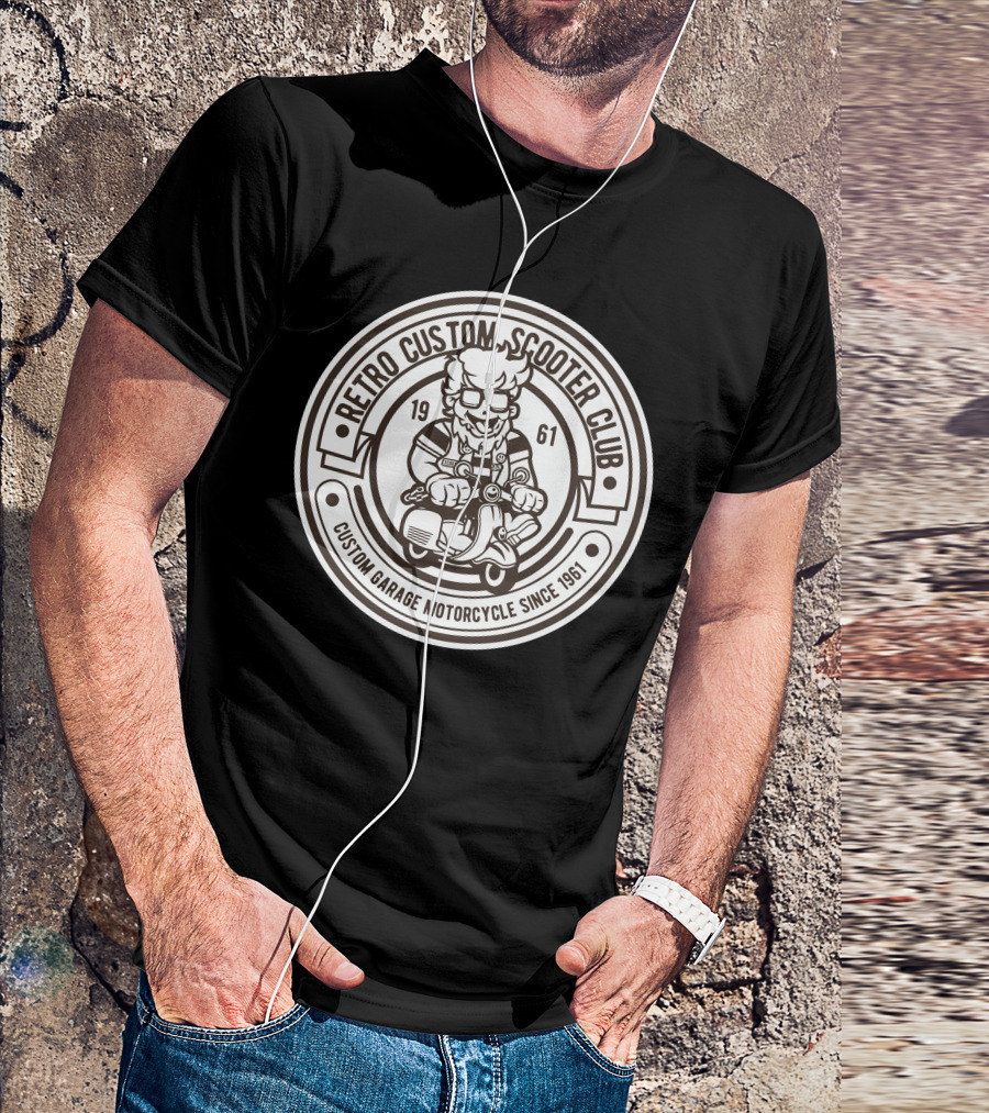 Retro Custom Scooter Club Custom Garage Motorcycle Since 1961 T-Shirt
