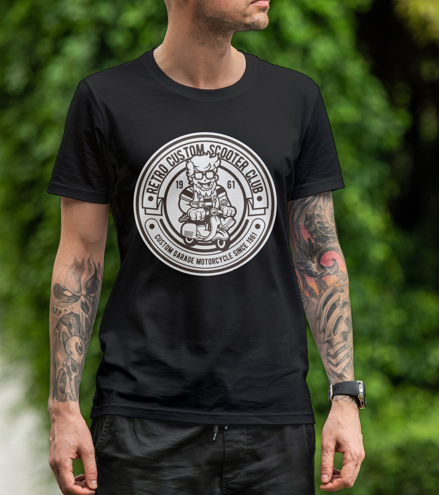 Retro Custom Scooter Club Custom Garage Motorcycle Since 1961 T-Shirt