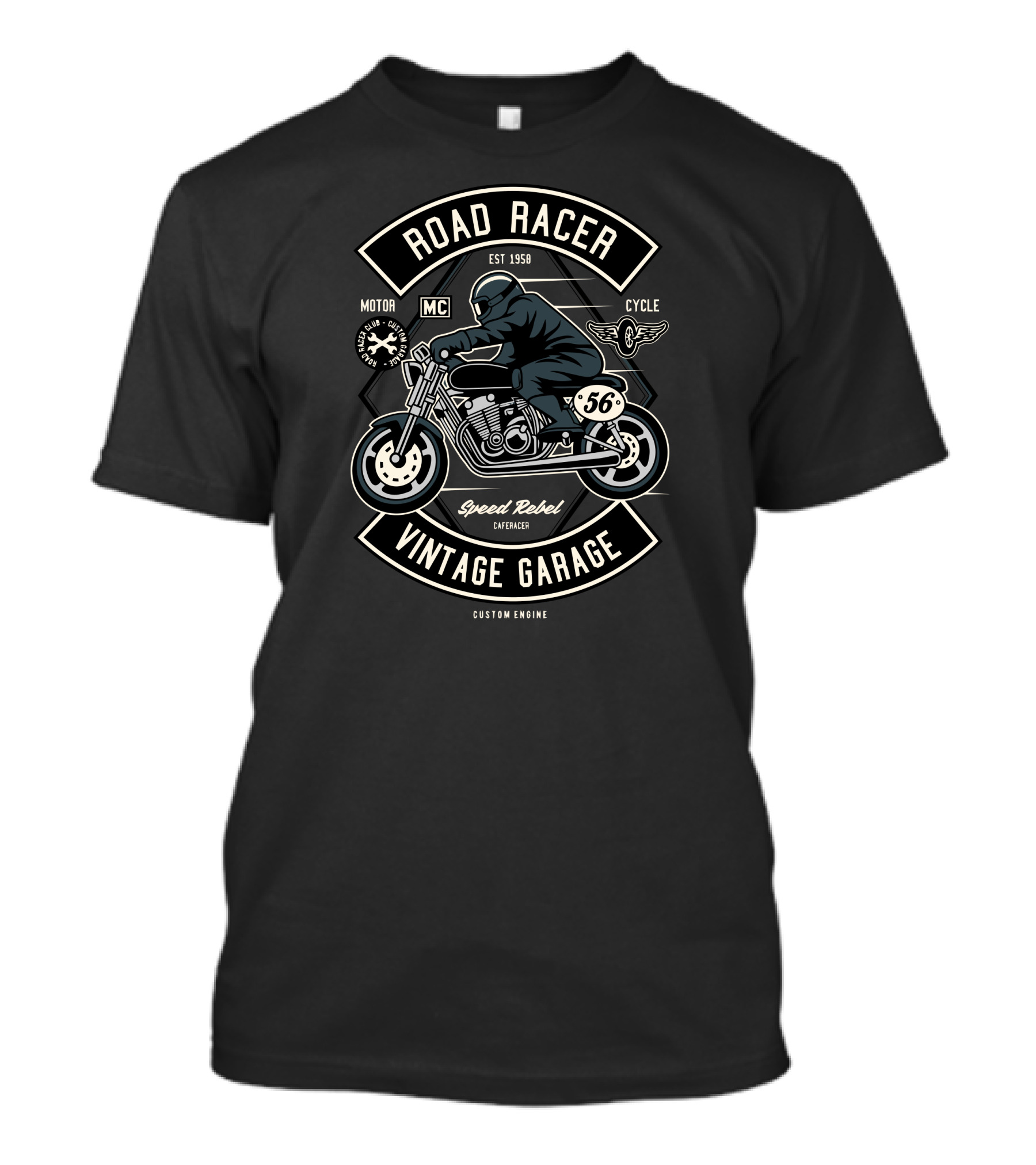 Road Racer Vintage Garage Speed Rebel Cafe Racer Custom Engine 1950 T-Shirt