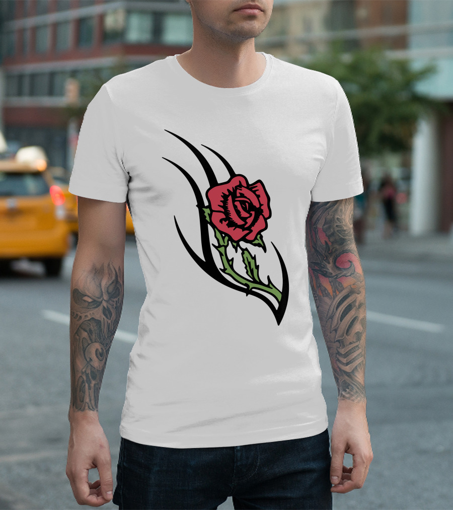 Rose Flower Tattoo-Inspired T-Shirt