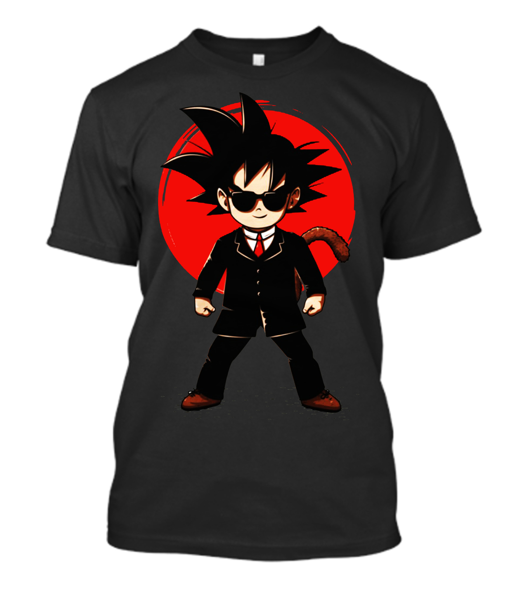 Saiyan Mib Black Suit Red Circle Background T-Shirt