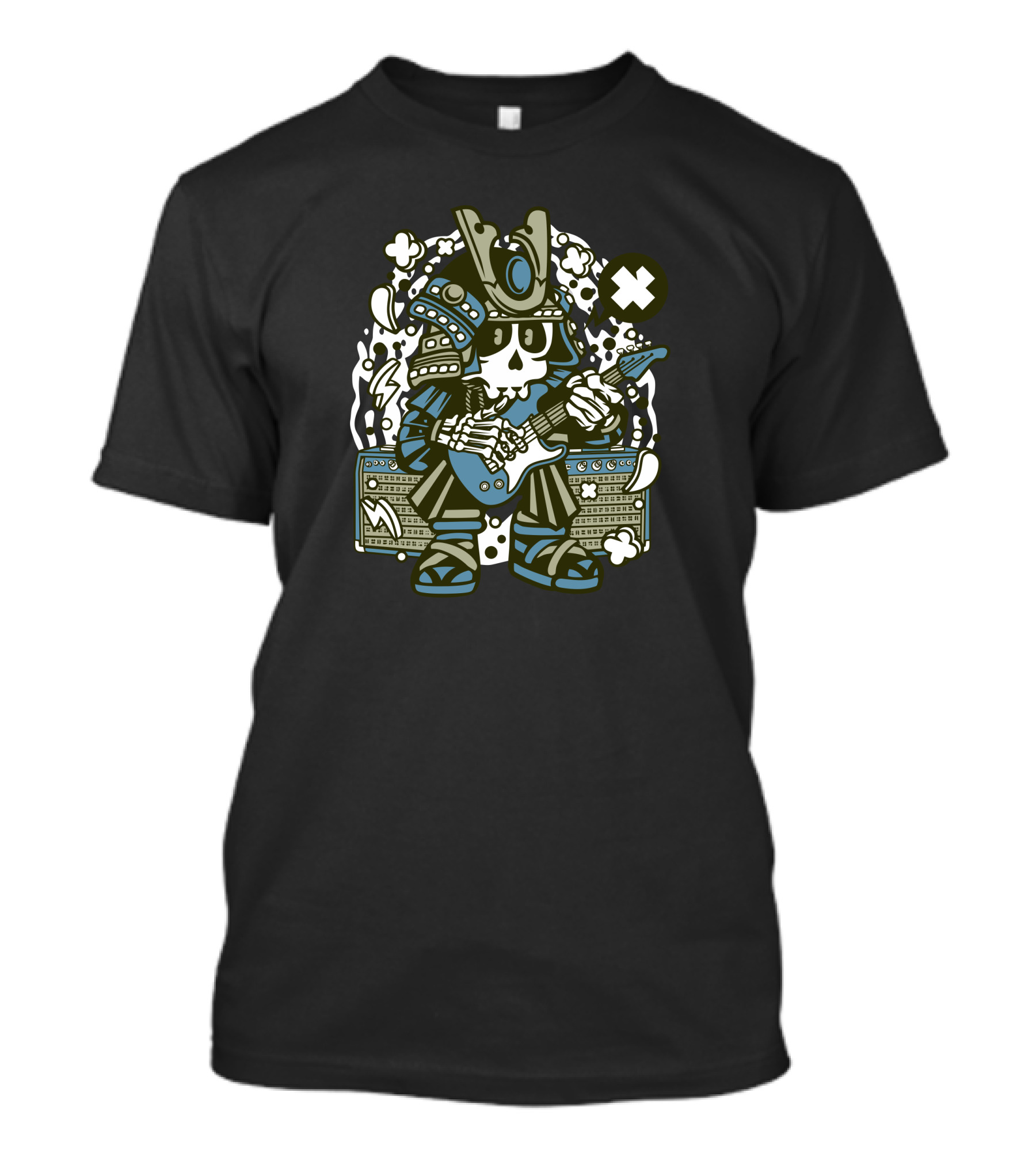 Samurai Guitar Skeleton Rocks Amplifier X T-Shirt