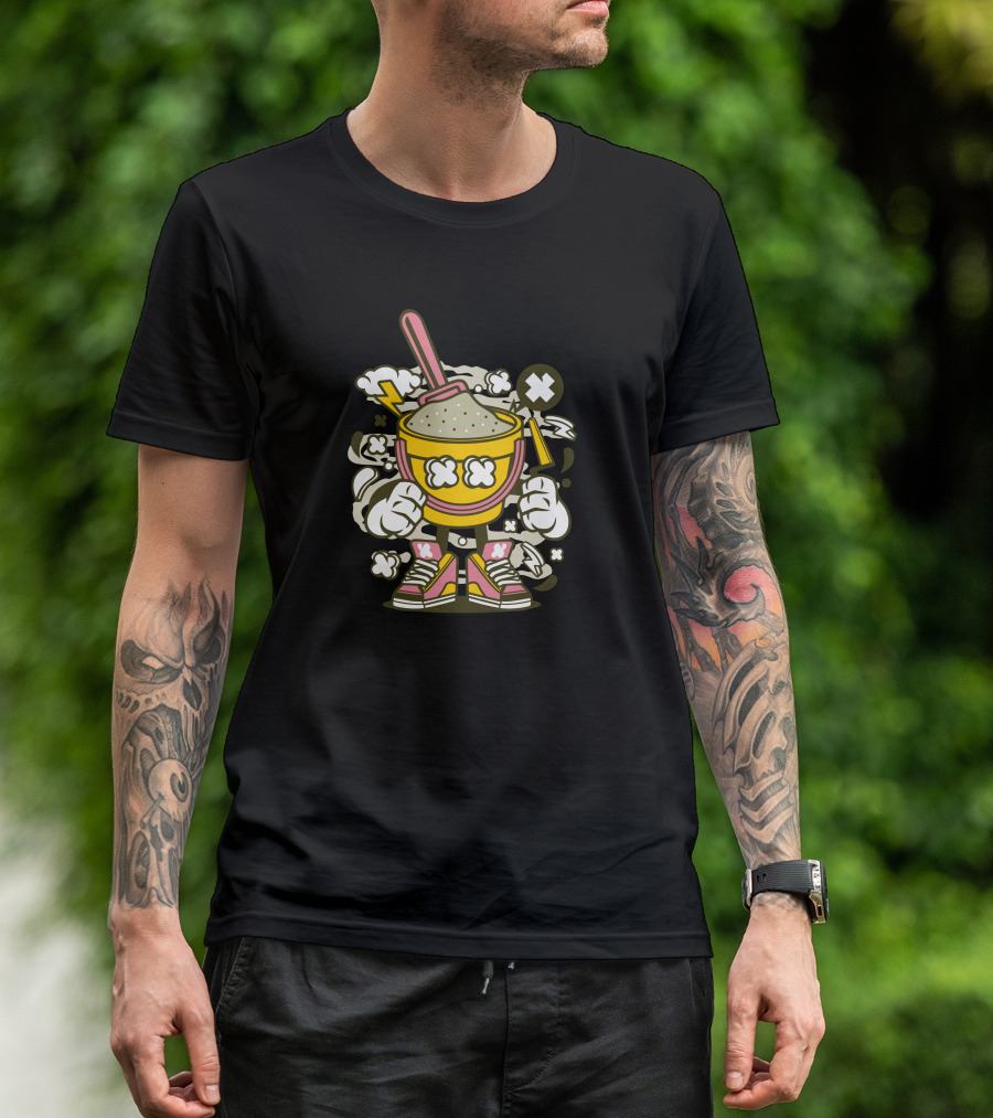 Sand Bucket Cartoon Sneakers Character With Clouds And Lightning T-Shirt